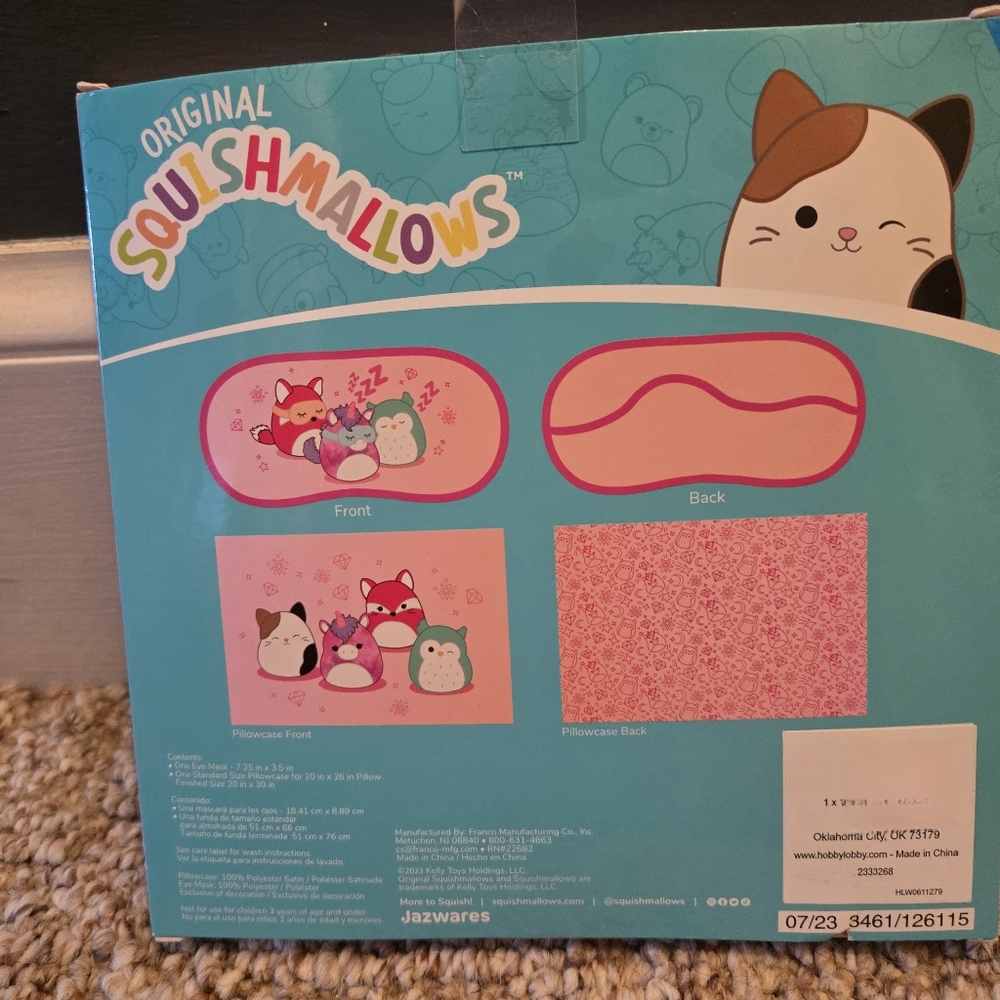 Squishmallows Pink Eye Mask & Pillowcase Set - Picture 2 of 2